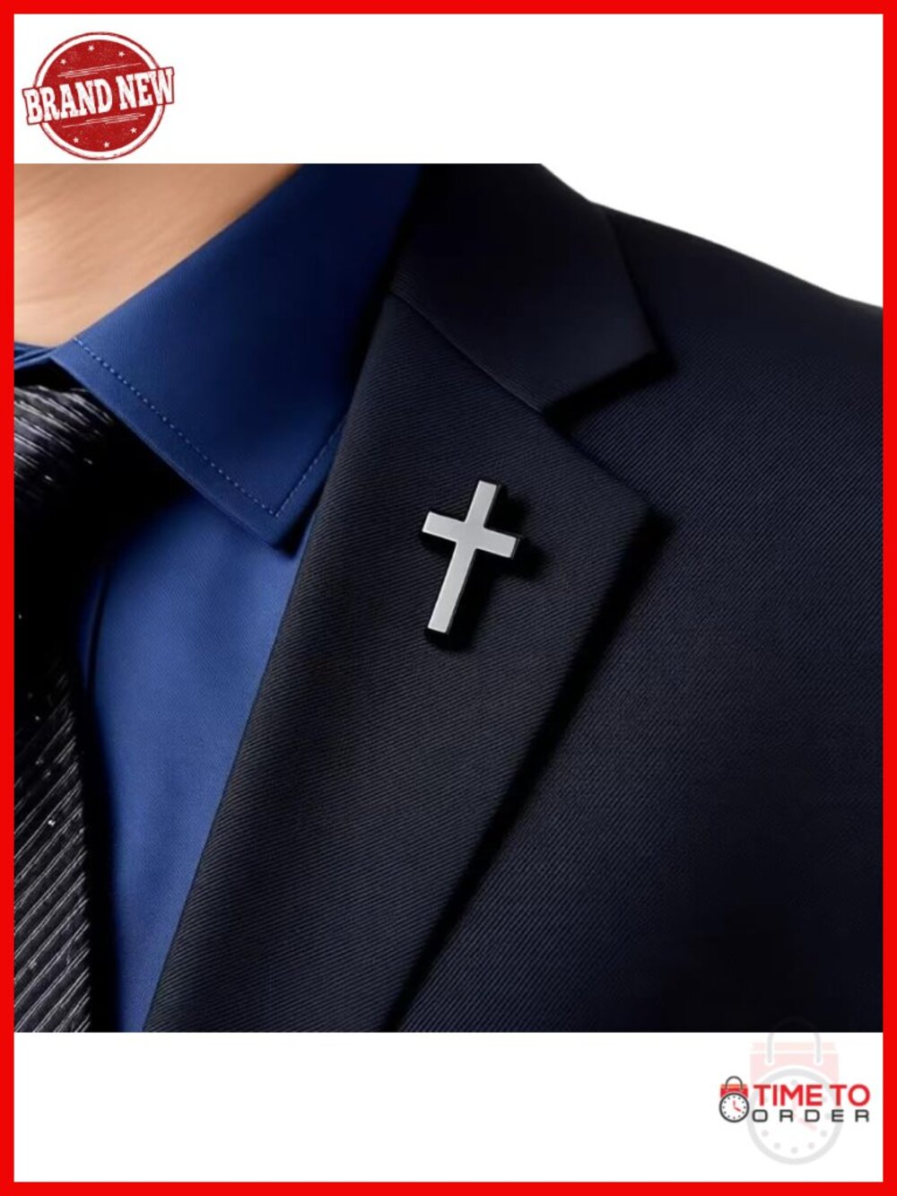 Classic Christian Cross Pin Brooch - Metal Alloy - Faith Jewelry - Picture 5 of 6